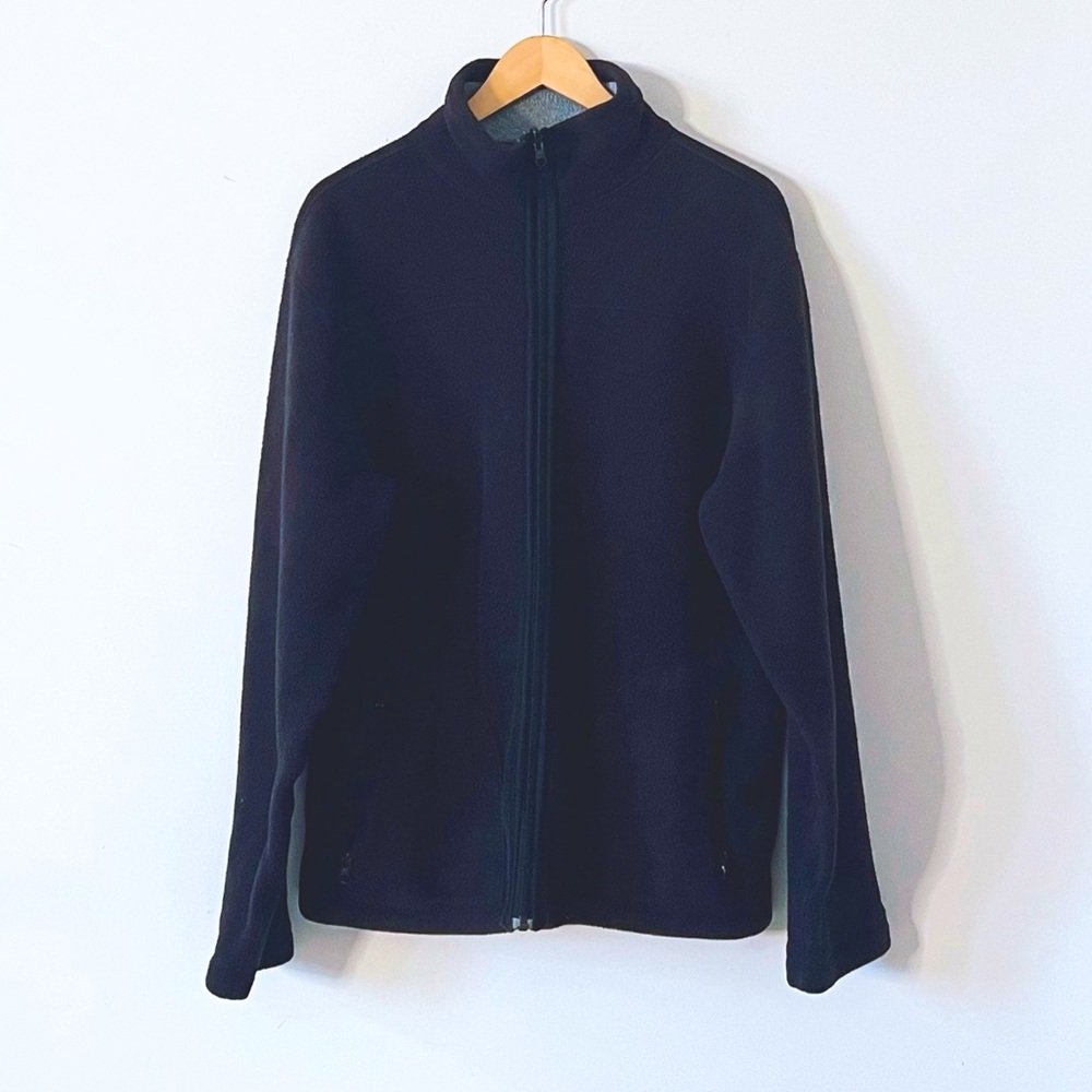 Outline Men Black Grey Zip Up Hoodie Reversible Fleeced Pockets Size S Oversized